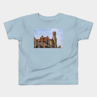 Belfry of Bruges blue sky Kids T-Shirt